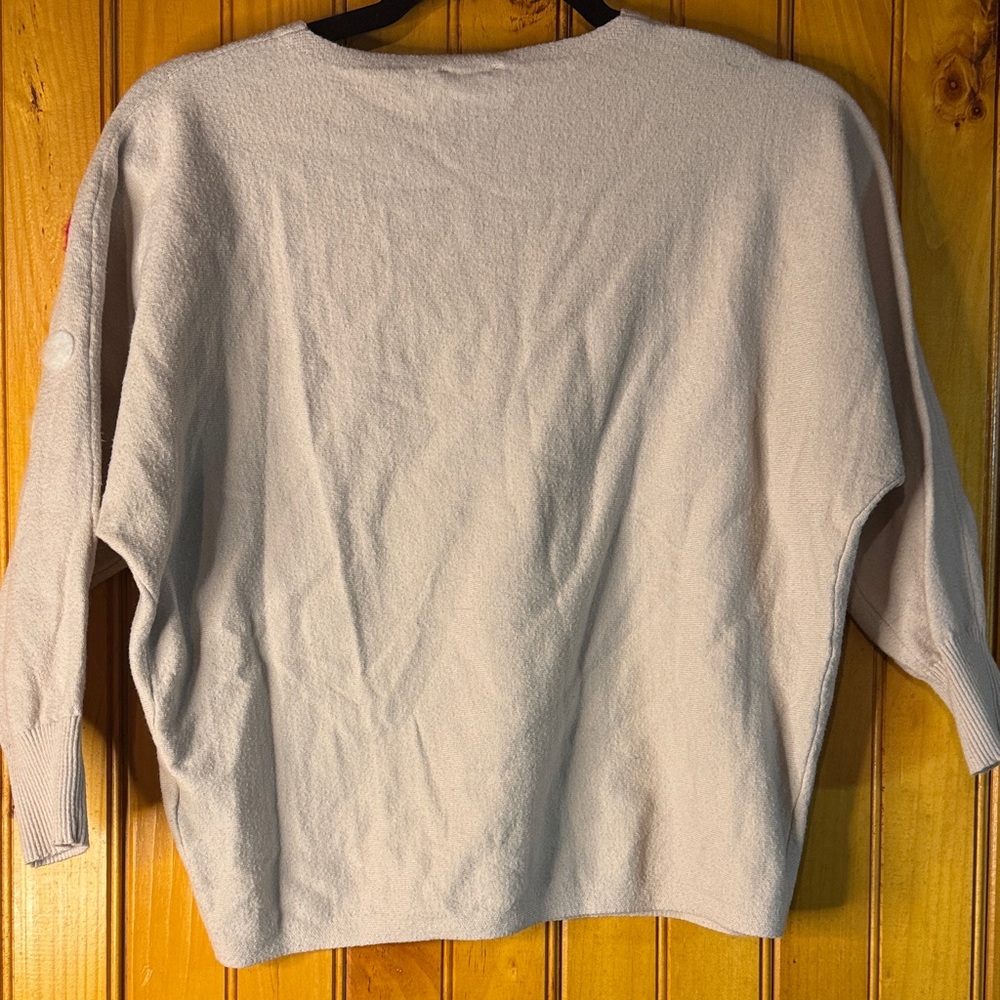 Sioni from Anthropologie Beige Sweater with Red and White Floral Accents - Picture 5 of 5